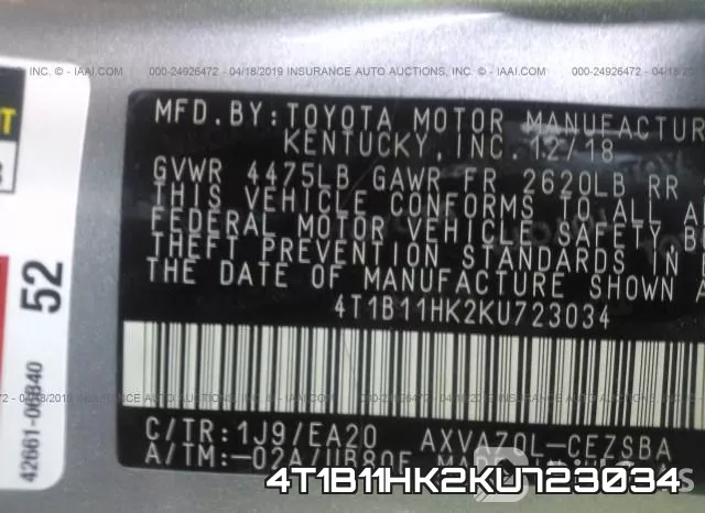 4T1B11HK2KU723034 фото 10