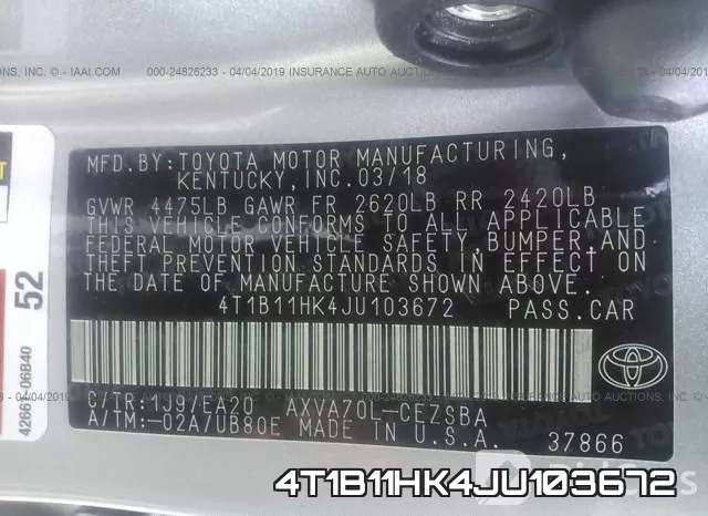 4T1B11HK4JU103672 фото 10