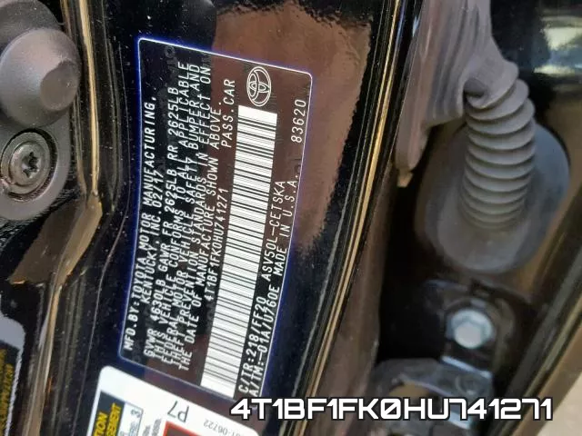 4T1BF1FK0HU741271 фото 2