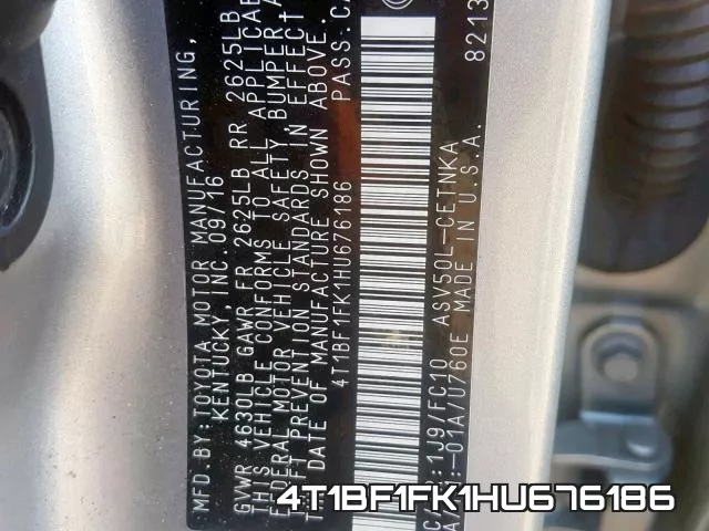 4T1BF1FK1HU676186 фото 2