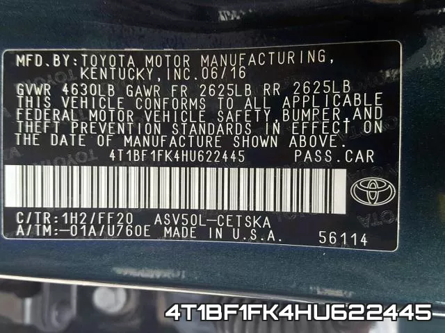 4T1BF1FK4HU622445 фото 2