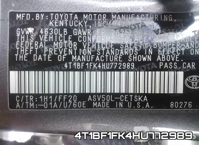 4T1BF1FK4HU772989 фото 10