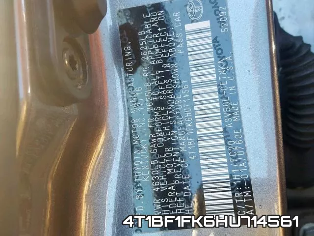 4T1BF1FK6HU714561 фото 2