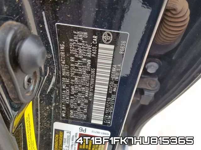 4T1BF1FK7HU815365 фото 2