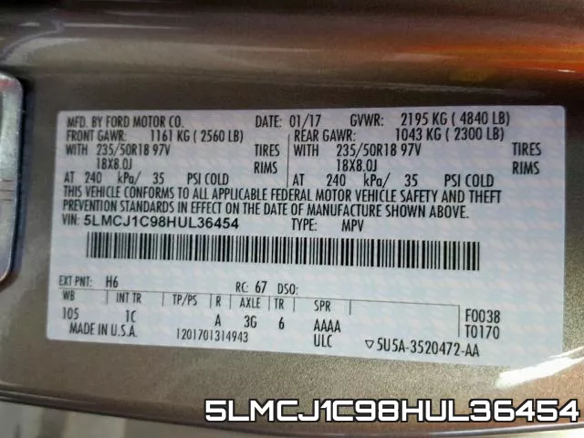 5LMCJ1C98HUL36454 фото 2
