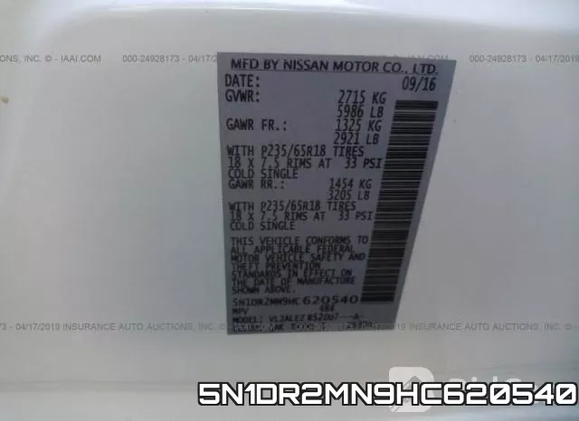 5N1DR2MN9HC620540 фото 10