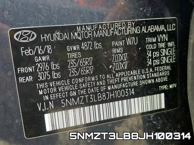 5NMZT3LB8JH100314 фото 2