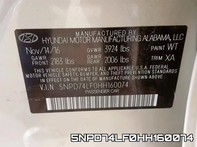 5NPD74LF0HH160074 фото 2