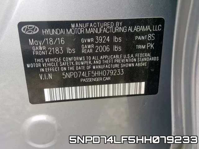 5NPD74LF5HH079233 фото 2