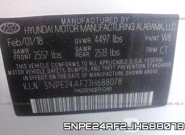 5NPE24AF2JH688078 фото 9