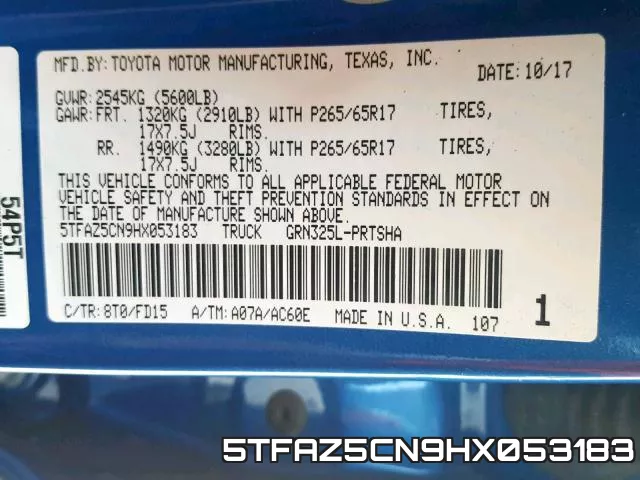5TFAZ5CN9HX053183 фото 2