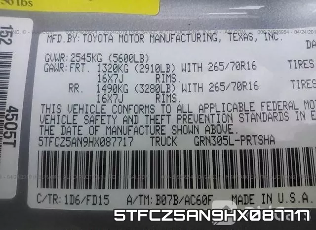 5TFCZ5AN9HX087717 фото 10