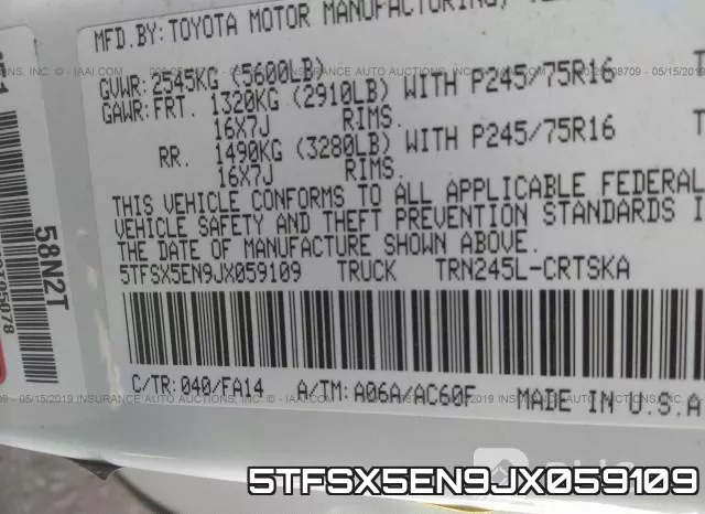 5TFSX5EN9JX059109 фото 10