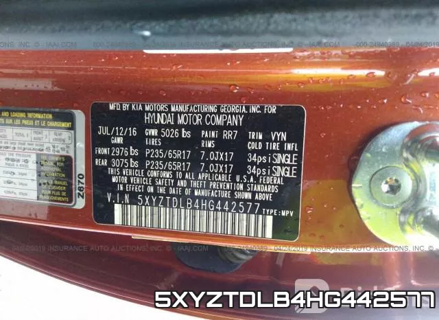 5XYZTDLB4HG442577 фото 10