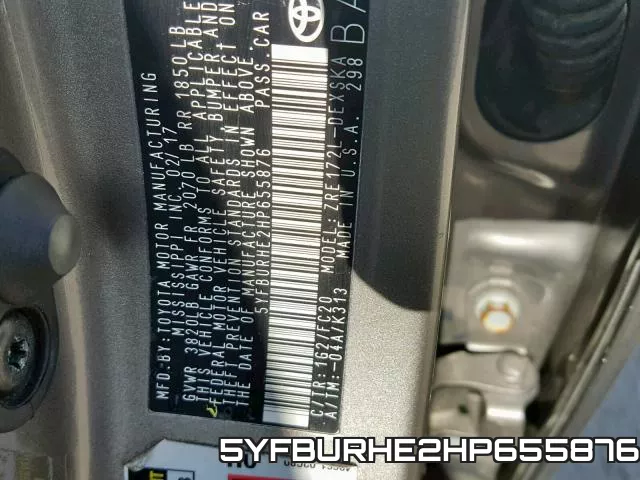 5YFBURHE2HP655876 фото 2
