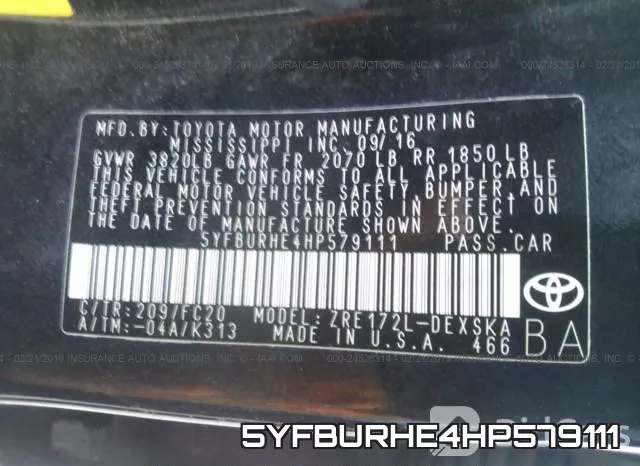 5YFBURHE4HP579111 фото 10