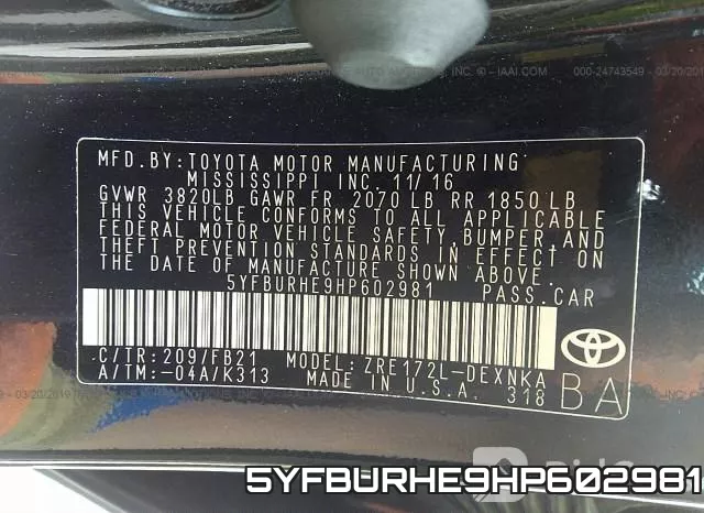 5YFBURHE9HP602981 фото 10