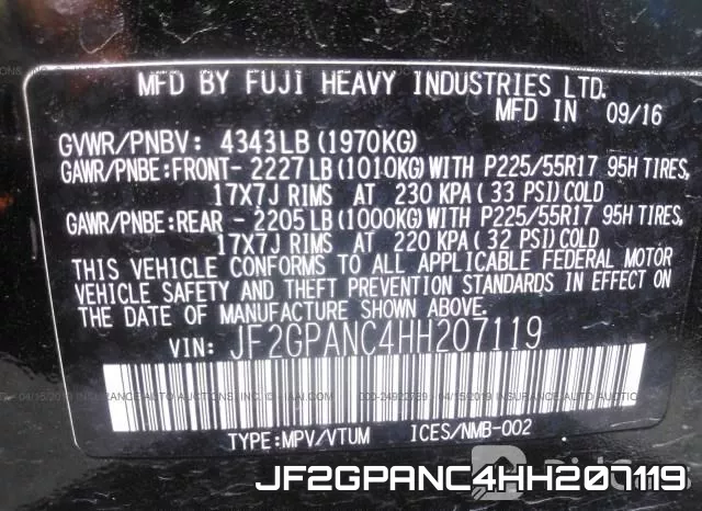 JF2GPANC4HH207119 фото 10