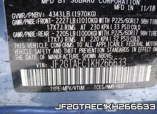 JF2GTAEC1KH266633 фото 10
