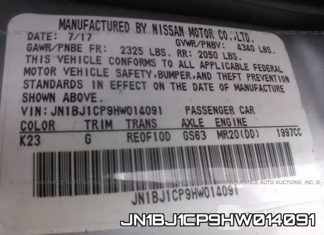 JN1BJ1CP9HW014091 фото 9