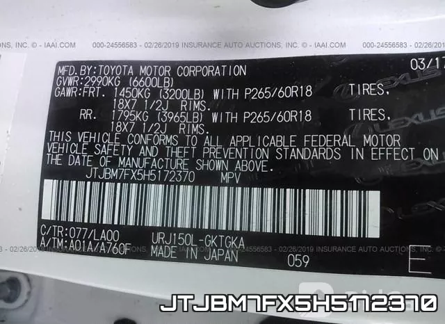 JTJBM7FX5H5172370 фото 10
