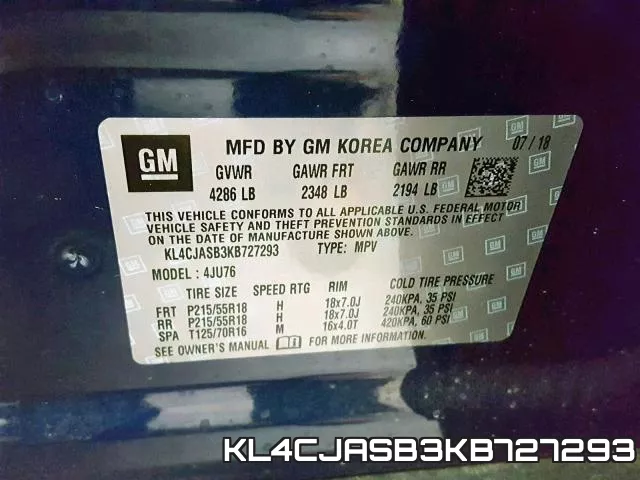 KL4CJASB3KB727293 фото 2