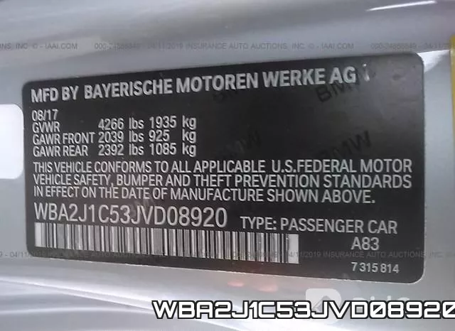 WBA2J1C53JVD08920 фото 10