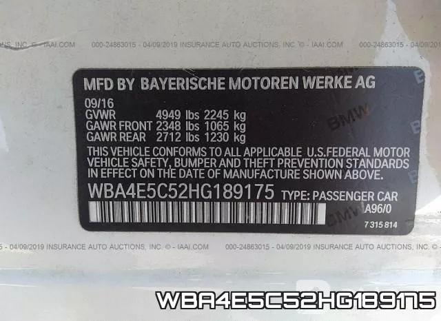 WBA4E5C52HG189175 фото 10