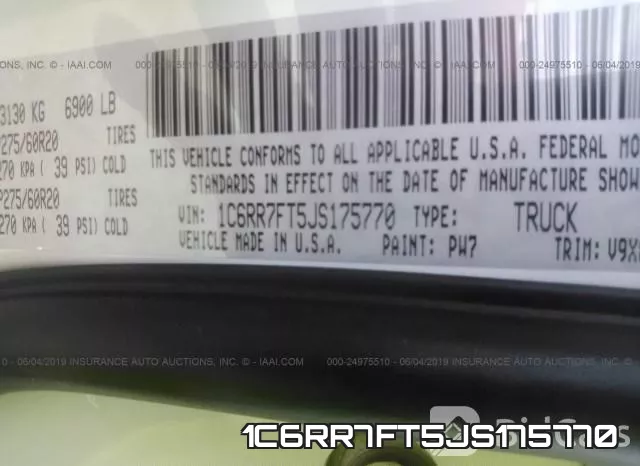1C6RR7FT5JS175770 фото 10