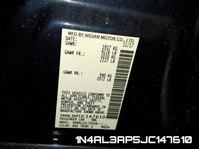 1N4AL3AP5JC147610 фото 2