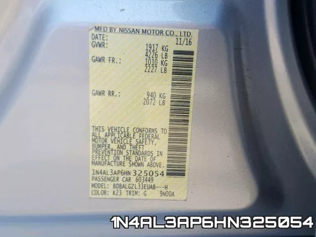 1N4AL3AP6HN325054 фото 2