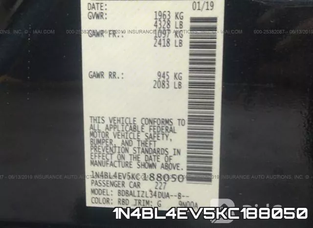1N4BL4EV5KC188050 фото 10