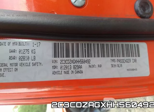 2C3CDZAGXHH560492 фото 10