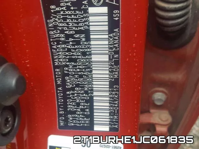 2T1BURHE1JC061835 фото 2