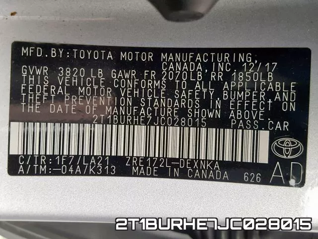 2T1BURHE7JC028015 фото 2