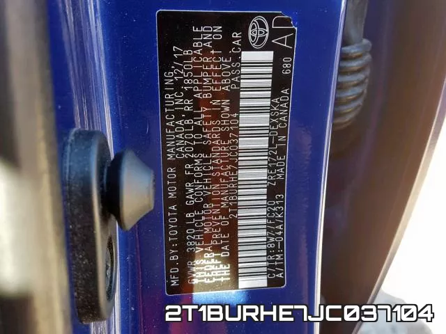 2T1BURHE7JC037104 фото 2