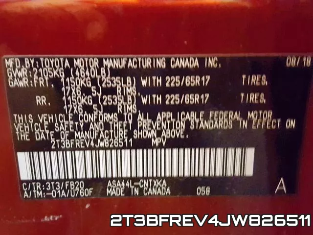 2T3BFREV4JW826511 фото 2
