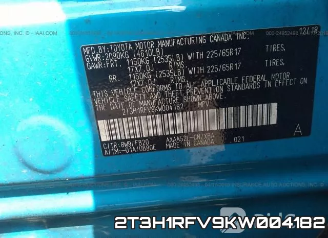 2T3H1RFV9KW004182 фото 10