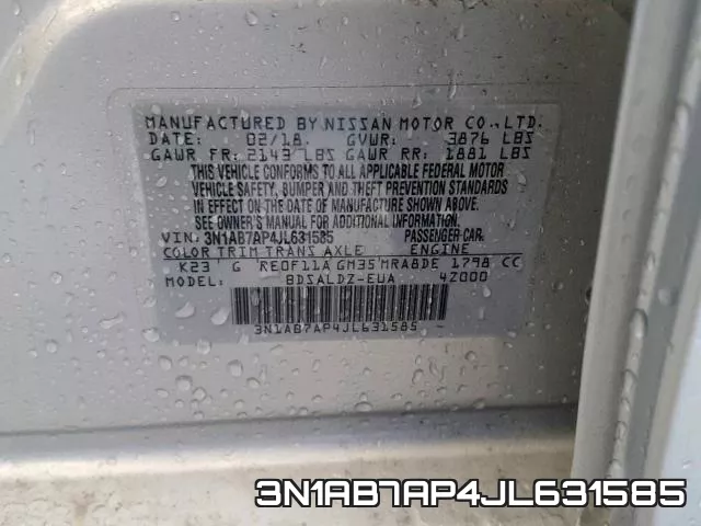 3N1AB7AP4JL631585 фото 2