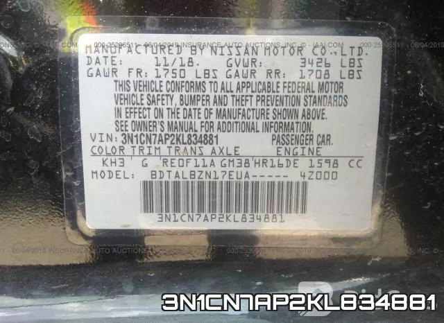 3N1CN7AP2KL834881 фото 10