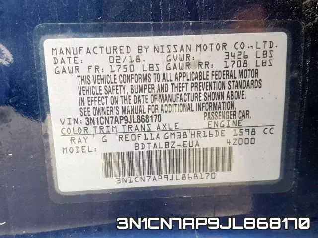 3N1CN7AP9JL868170 фото 2