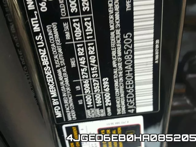 4JGED6EB0HA085205 фото 2