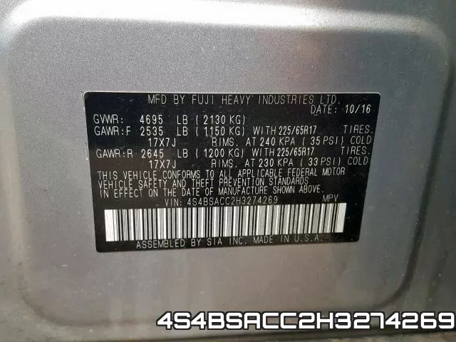 4S4BSACC2H3274269 фото 2