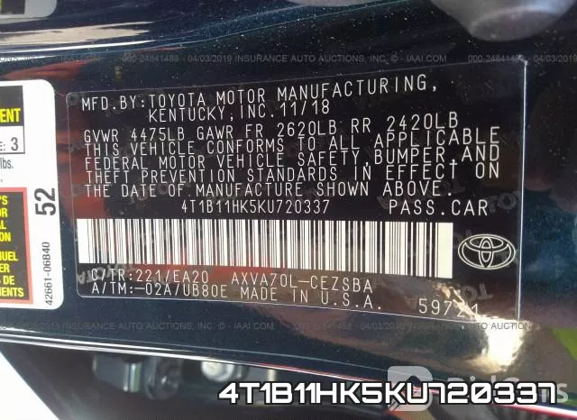 4T1B11HK5KU720337 фото 10