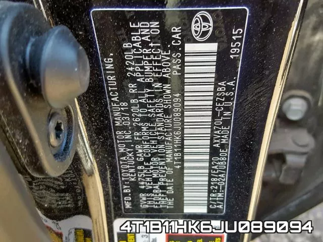 4T1B11HK6JU089094 фото 2