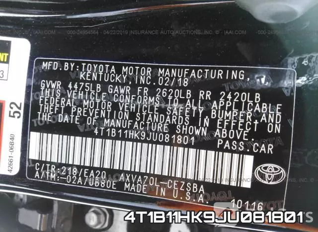 4T1B11HK9JU081801 фото 10