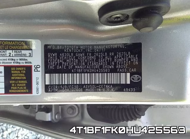 4T1BF1FK0HU425563 фото 10