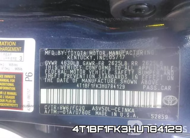 4T1BF1FK3HU784129 фото 10