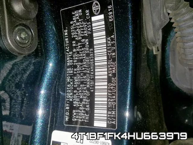 4T1BF1FK4HU663979 фото 2