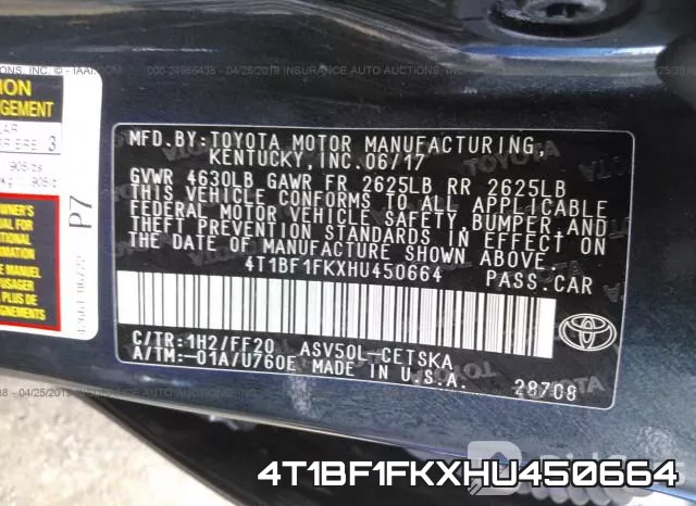 4T1BF1FKXHU450664 фото 10